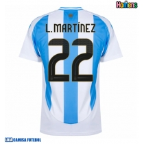 Camisa de Futebol Argentina Lautaro Martinez #22 Equipamento Principal Copa America 2024 Manga Curta